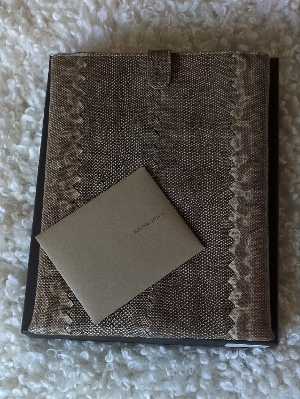 Bottega Veneta Brown Textured Leather Tablet Sleeve